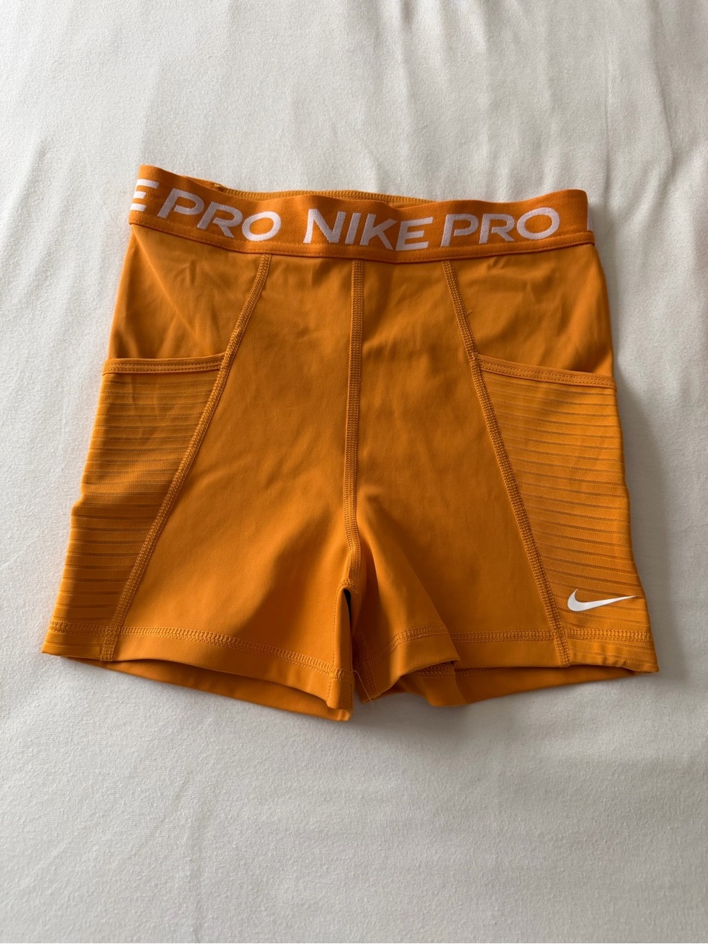 Nike Orange High-Rise Training Compression Shorts